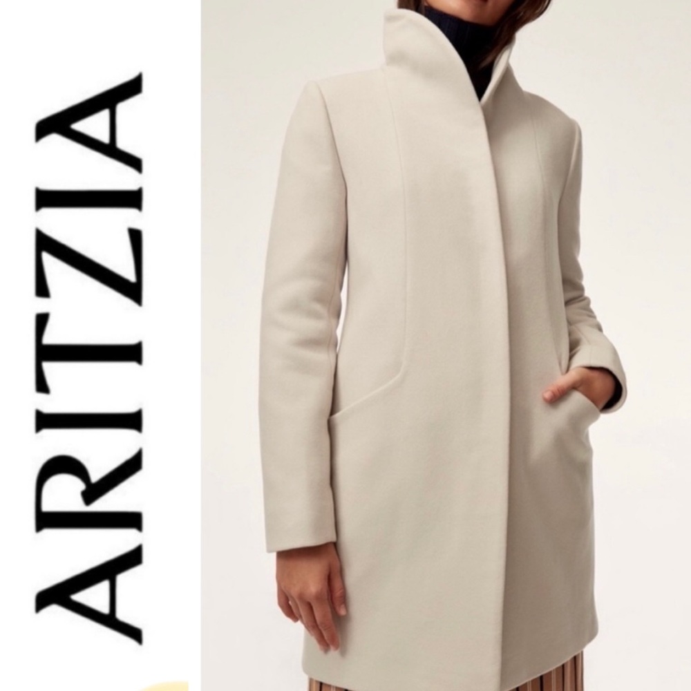 🤍Cashmere Deer Skin LINED ARITZIA WILFRED WOOL CASHMERE COAT W SHAWL COLLAR